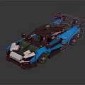 Blue Lego Race Car Model With Aerodynamic Design Rear Spoiler And Black Accents