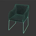 Modern Gray Upholstered Accent Chair with Armrests and Gold Metal Legs on Reflective Surface