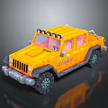 Orange Pixel Art Jeep Off Road Vehicle With Roof Lights And Large Tires