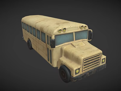 Yellow Vintage School Bus With Rustic Exterior And Classic Design Details 3d model