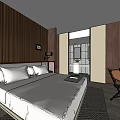 Modern Hotel Room Interior With Wooden Decor Bed Sofa And Ambient Lighting