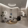 Modern Beauty Salon Interior With Reception Desk Product Shelves Chairs And Plants