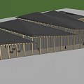 Contemporary Hotel Building With Sloped Black Roof And Large Glass Facades