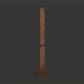 Rusty Metal Decorative Structure With Vertical Design Intricate Cutout Patterns And Industrial Style
