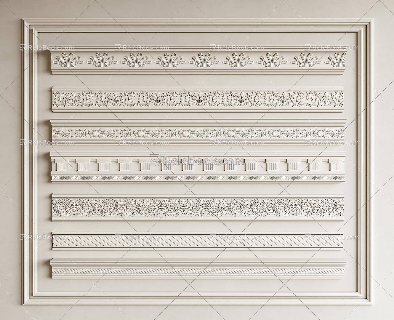 French plaster line combination 3d model