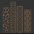 Wooden Carved Lattice Window Panels With Various Decorative Patterns For Interior Design 3d model