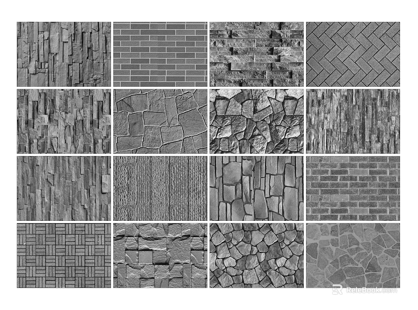 Various Stone Brick and Tile Texture Patterns for Garden Decorative Design Elements 3d model
