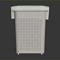 White Perforated Trash Can With Lid For Home Use Equipment Design