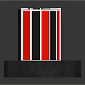 Modern Building Design With Black And Red Vertical Structures White Top And Black Curved Base