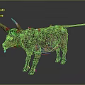 Fantasy Bovine Creature Character With Green Plant Covered Body And Unique Textured Skin