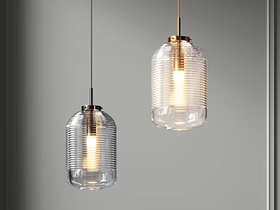 Modern Glass Chandeliers With Ribbed Design And Warm Illumination For Interior 3d model