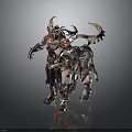 Detailed Fantasy Armored Character With Horns And Mythical Creature In 3D Model Design