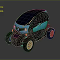 Renault Compact Two Seater Electric Car With Turquoise And Black Modern Design