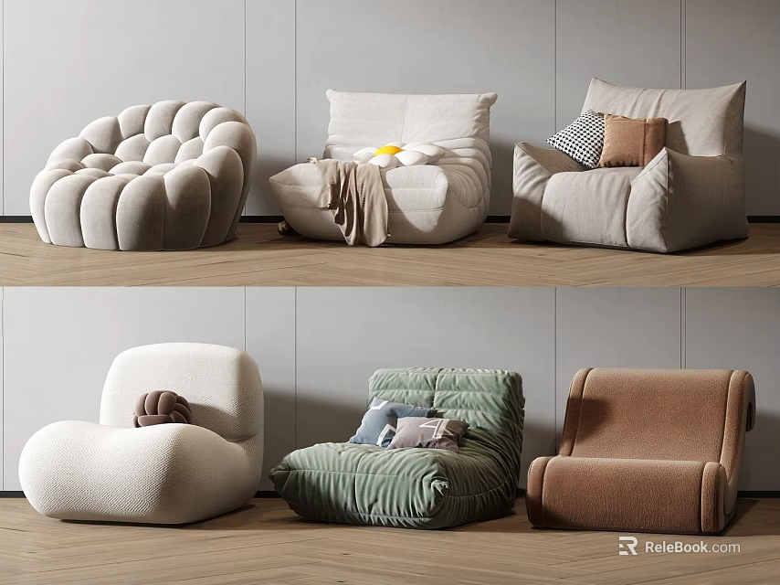 Comfortable Lazy Sofa Designs With Soft Textures And Multiple Color Choices For Home 3d model