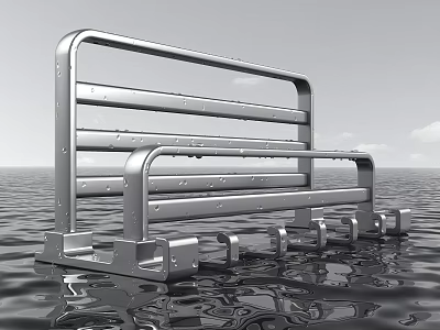 Modern Metal Bathroom Set With Horizontal Bars And Small Hooks 3d model