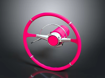 Classic Pink Car Steering Wheel With Silver Accents Automotive Component 3d model
