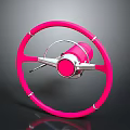 Classic Pink Car Steering Wheel With Silver Accents Automotive Component