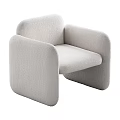 Modern Beige Accent Chair With Rounded Armrests And Soft Comfortable Fabric 3d model