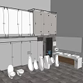 Bathroom Fixtures Display With Multiple Urinals Stalls Sinks And Mirrors