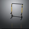 Adjustable Fitness Squat Rack With Black Frame And Yellow Adjustment Pins