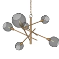 Elegant Modern Chandelier With Cross Metallic Frame And Transparent Glass Globes