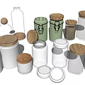 Ceramic Storage Jars With Wooden And Cork Lids For Kitchen Organization