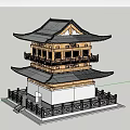 Ancient Traditional Architecture With Wooden Structure White Base Railing And Mountain Blue Sky View