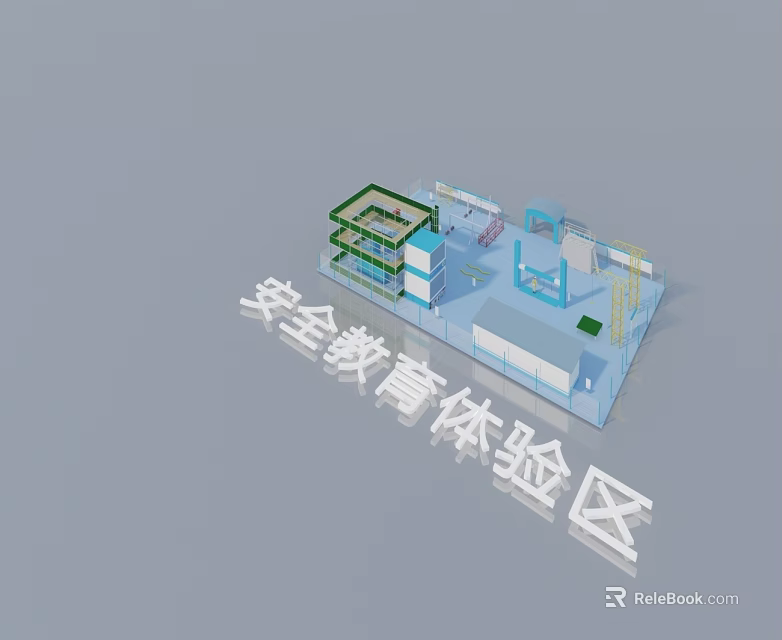 Low Poly Isometric 3D Model For Safety Education Experience Area Site Planning 3d model 