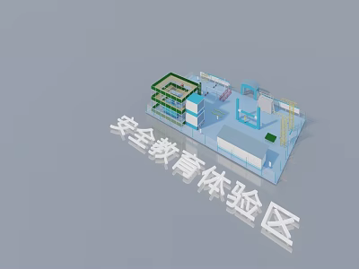 Low Poly Isometric 3D Model For Safety Education Experience Area Site Planning 3d model