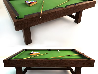High Quality Entertainment Equipment Billiard Table With Green Felt Surface And Cues 3d model
