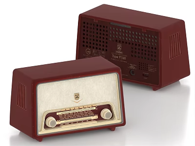 Red Vintage Radio As Daily Electrical Appliances With Classic Retro Design 3d model