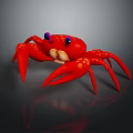 Red Crab 3D Character With Purple Blue Eyes And Yellow Spots