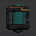 Sci Fi Structural Device With Green Dome Black Frame And Orange Lines