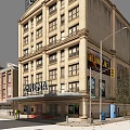 Historic Commercial Street Featuring Cinema Building Retail Shops and Urban Charm