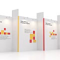 Modern Event Display Walls With Yellow Red Geometric Patterns And White Panels