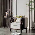 New Chinese-style Single Sofa 3d model