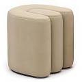 Modern Multicolor Sofa Stool With Round Curved Design And Soft Fabric Upholstery