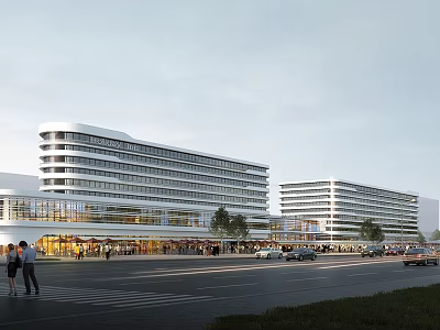 Modern Commercial Street Featuring Contemporary Buildings Bustling Pedestrians Shops And Vehicles 3d model