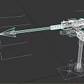 Military Weapon With Long Arrow Tip And Mechanical Components On Stable Stand 3d model
