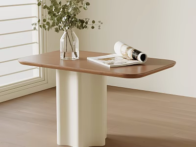 Modern Minimalist Wooden Side Table With Cream White Base For Cozy Living Room Corner Decoration 3d model