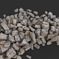 Pile of Irregular Gray Construction Stones with Rough Surfaces on Dark Background