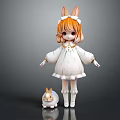 Modern game character cartoon rabbit 3d model