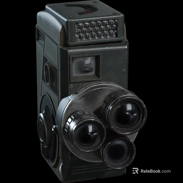 Projection Surveillance Device With Dual Lens And Metal Casing For Security Monitoring 3d model 