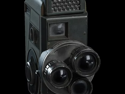 Projection Surveillance Device With Dual Lens And Metal Casing For Security Monitoring 3d model
