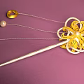 Luxurious Gold Flower Hairpin With Silver Chains Gold Heart Decorations And Pearl On Purple Background