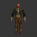 Man In 3D Model Wearing Black Gray Jacket Brown Shirt Yellow Camouflage Pants And Boots