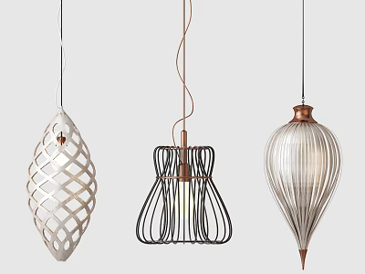 Stylish Pendant Lights With Modern Geometric Metal And Woven Designs For Home Decor 3d model