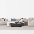 Modern Light Gray Sofa Coffee Table Set With Accent Chairs Throw Pillows And Floor Lamp 3d model
