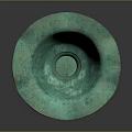 Ancient Turquoise Green Bronze Vase With Petal Shaped Rim And Hexagonal Base