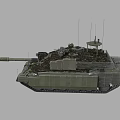 Military Camouflage Tank With Long Cannon Turret Antenna And Protective Cage